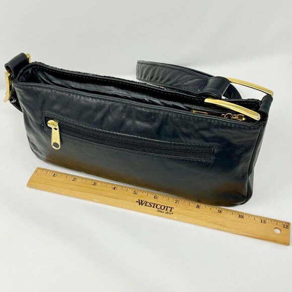 Vintage  Dawli  Black Leather   East West Bag   Gold & Patten Detailing, - Picture 10 of 15
